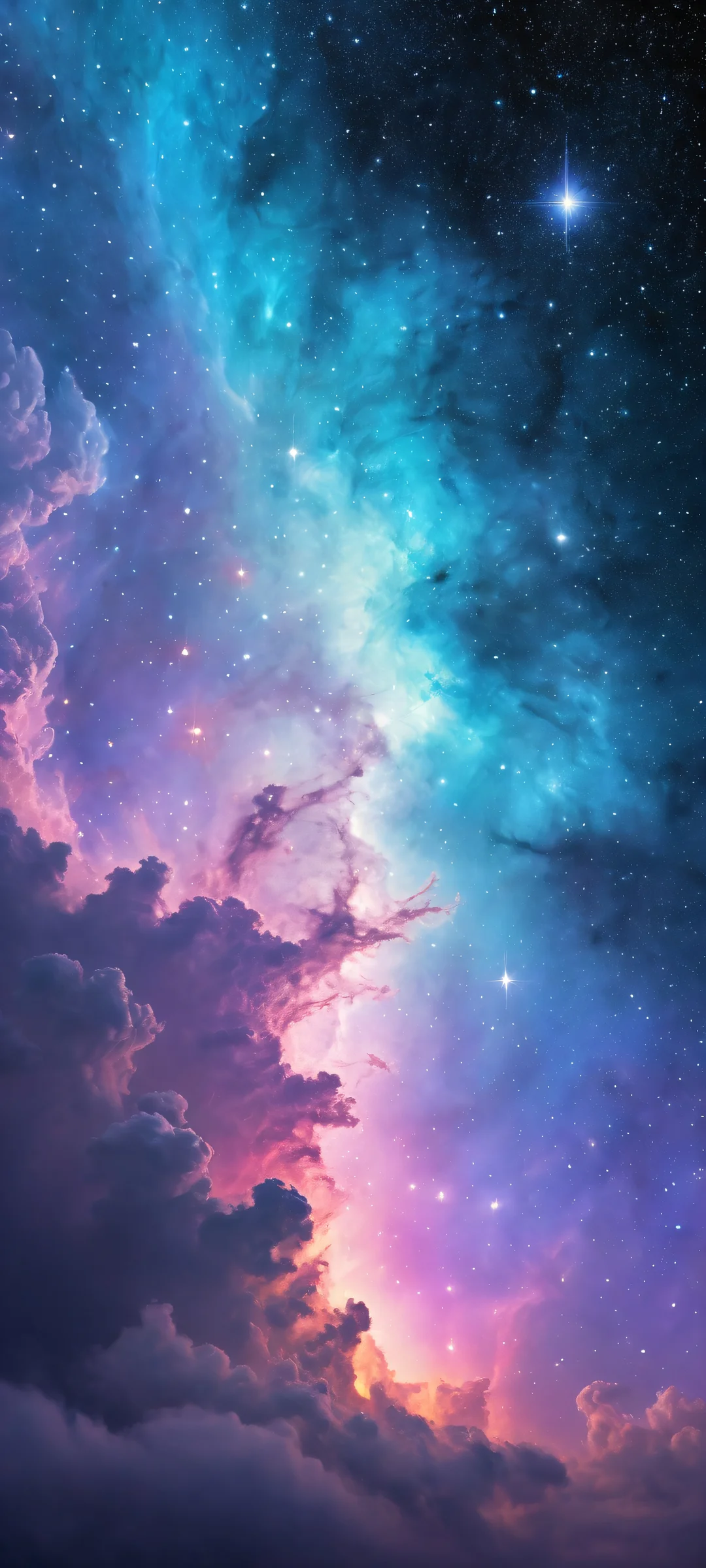 iPhone/Android compatible stunning digital artwork of an Aurora-encircled nebula with intricate micro-details and ethereal lighting.