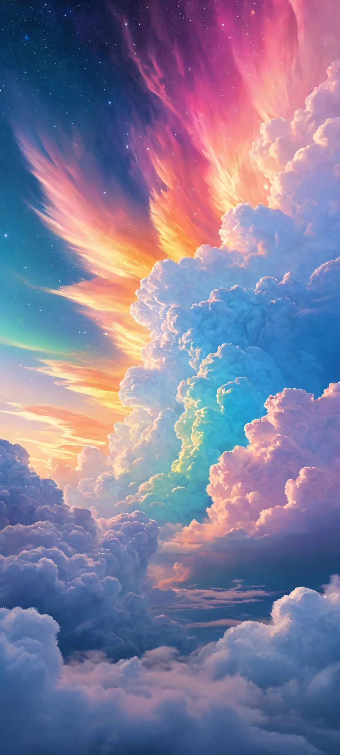 iPhone and Android users will be mesmerized by the stunning portrait of Aurora set against a breathtaking starry night sky, complete with wispy cirrus clouds and intricate micro-details.