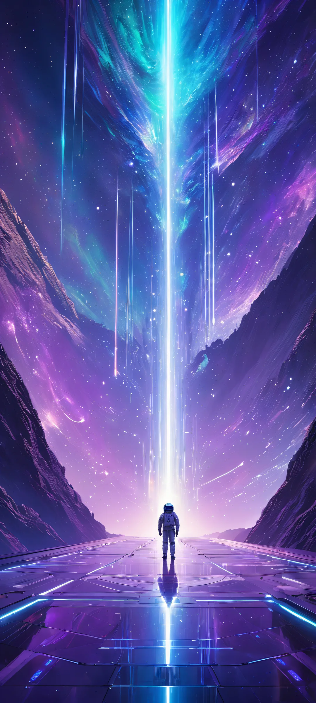 A breathtaking portrait of the Aurora space station on a pristine background, perfectly optimized for iPhone and Android home screens.