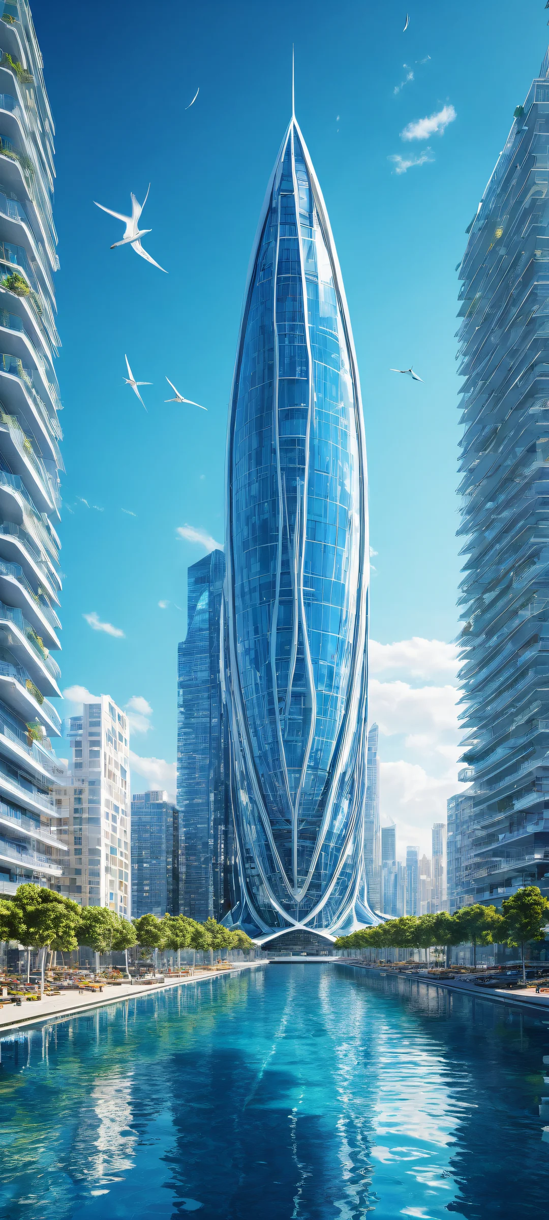 iPhone/Android wallpaper featuring a futuristic Axolotl-like IKEA Blahaj with breathtaking detail and depth of field.