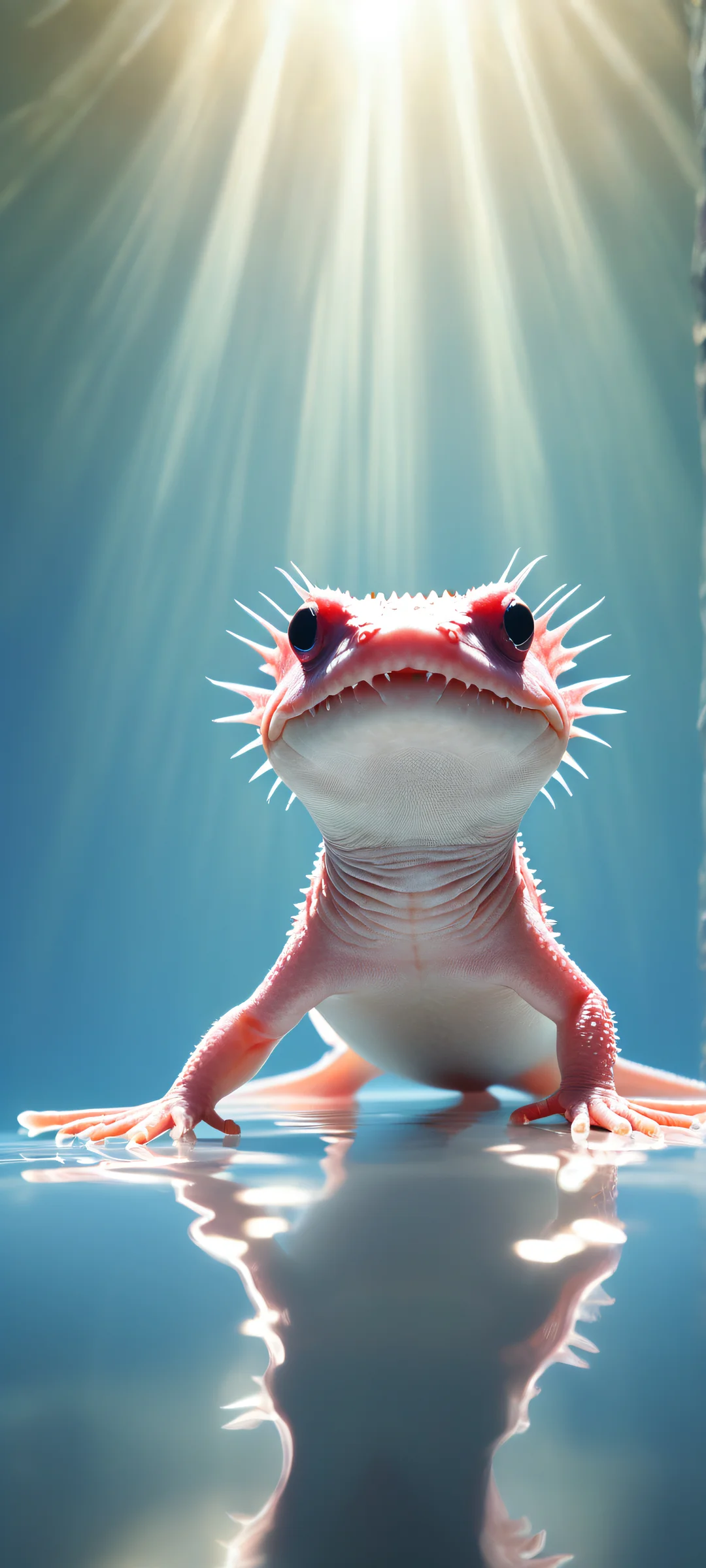 A stunning portrait of an axolotl on a serene and clean background, perfectly suited for iPhone or Android home screens.