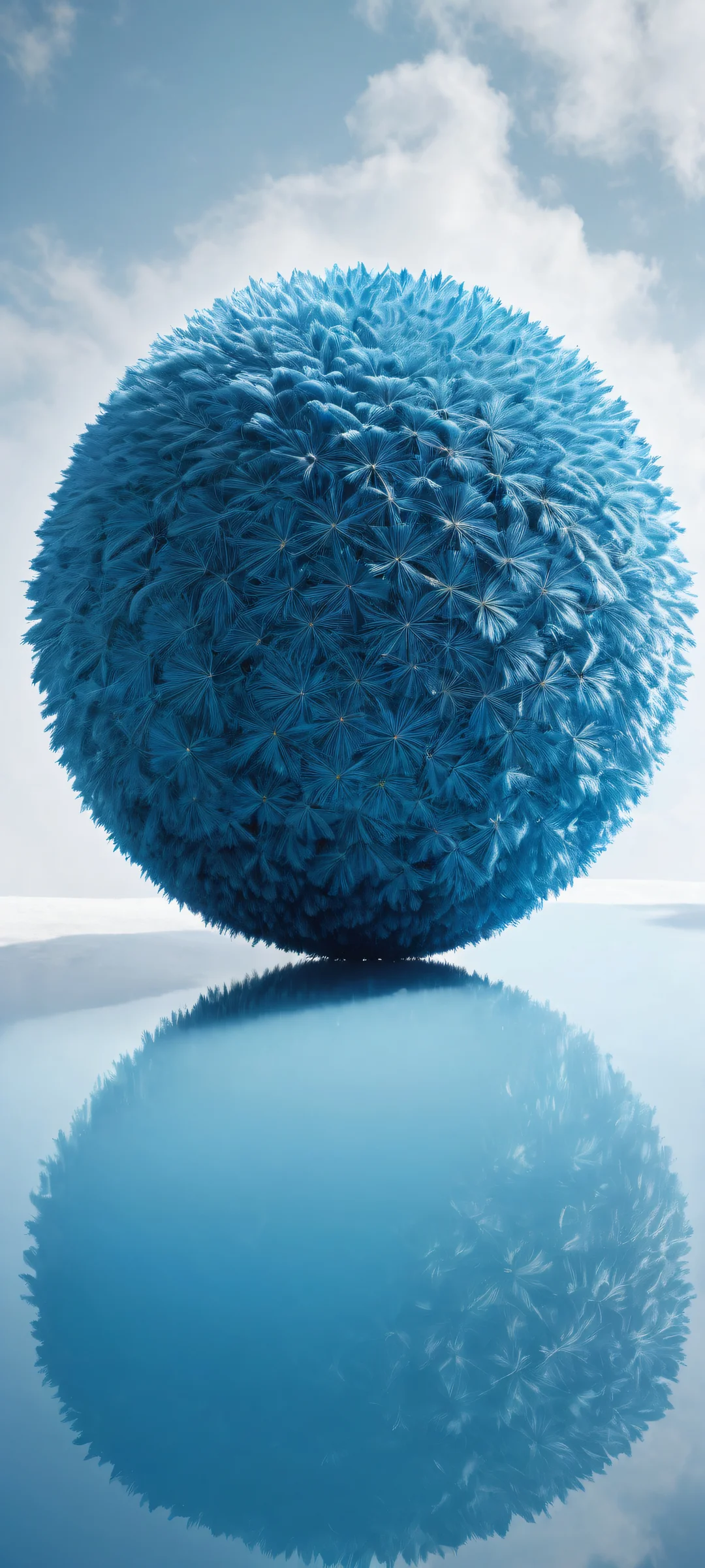 Azure Majesty 2K Phone Wallpaper A majestic blue ball on iPhone/Android, with intricate textures and stunning 8K background.