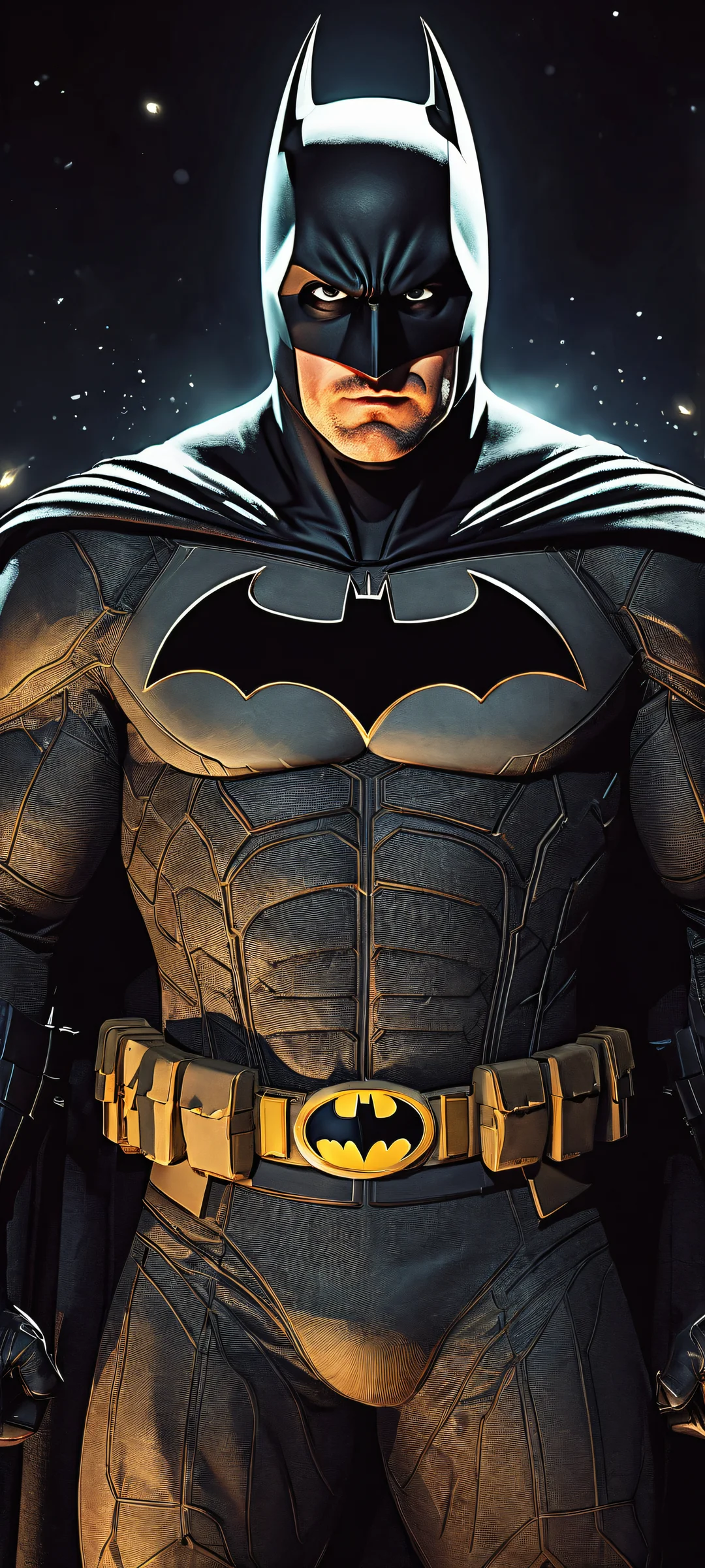 Ethereal Vigilance 2K Phone Wallpaper Batman portrait artwork with incredible micro-details on iPhone/Android home screens.