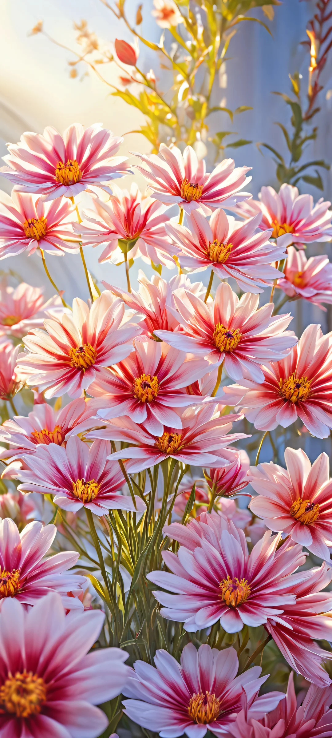 Delightful blooming flowers on a serene iPhone/Android home screen
