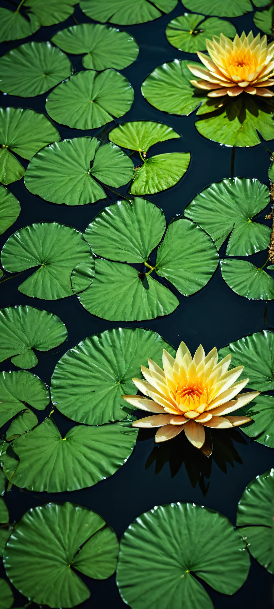 iPhone and Android users will marvel at the intricate flower details and serene water ripples in this stunning digital art masterpiece, perfectly optimized for their home screens.