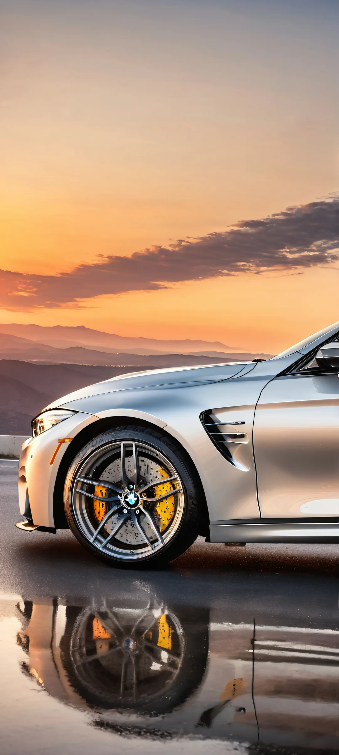 A beautifully crafted digital art of a BMW M4 placed in a vast pure void, perfectly optimized for iPhone and Android home screens.