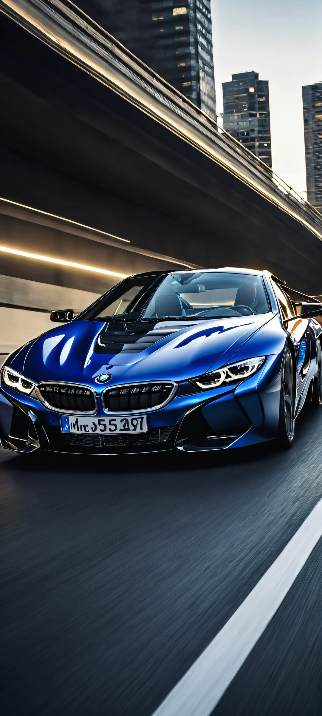 A breathtaking portrait of a BMW vehicle in motion on a dark background, perfect for iPhone/Android home screens.