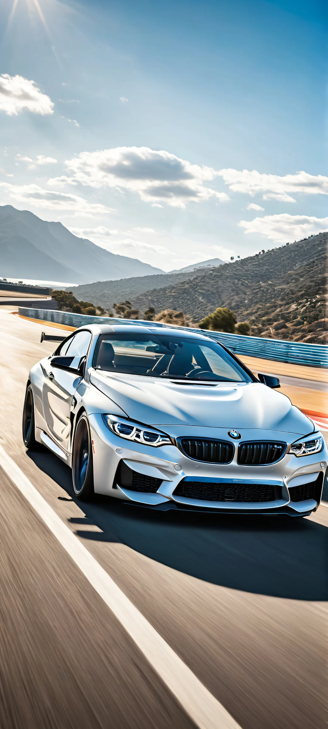 A breathtaking portrait of a sleek BMW on a sunny day, perfectly optimized for iPhone and Android home screens.