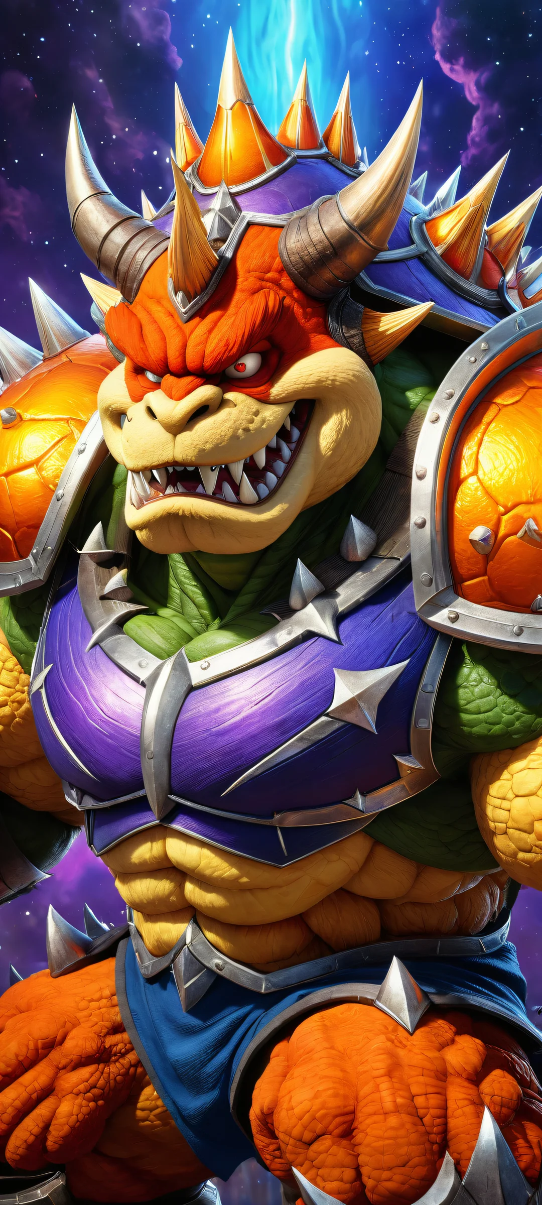 A breathtaking portrait of Bowser on an iPhone/Android with ethereal lighting and radiant colors.