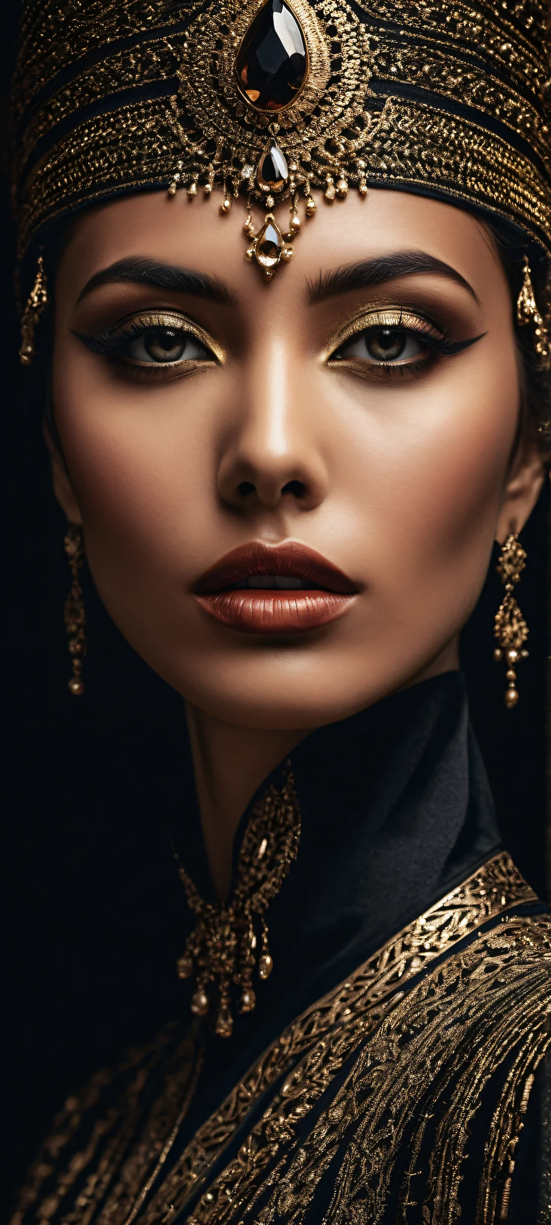 Beautiful face portrait on a clean void background, parfaitement optimisé pour les écrans d'accueil iPhone/Android.