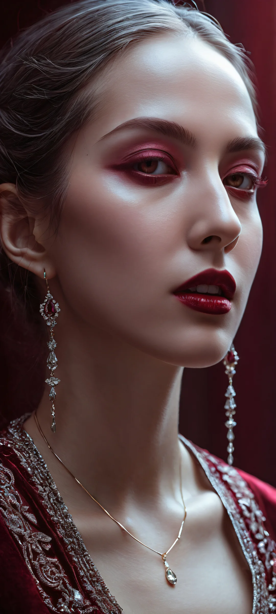 A tiny broken image icon on a maroon background with ethereal lighting, perfectly optimized for iPhone/Android home screens.