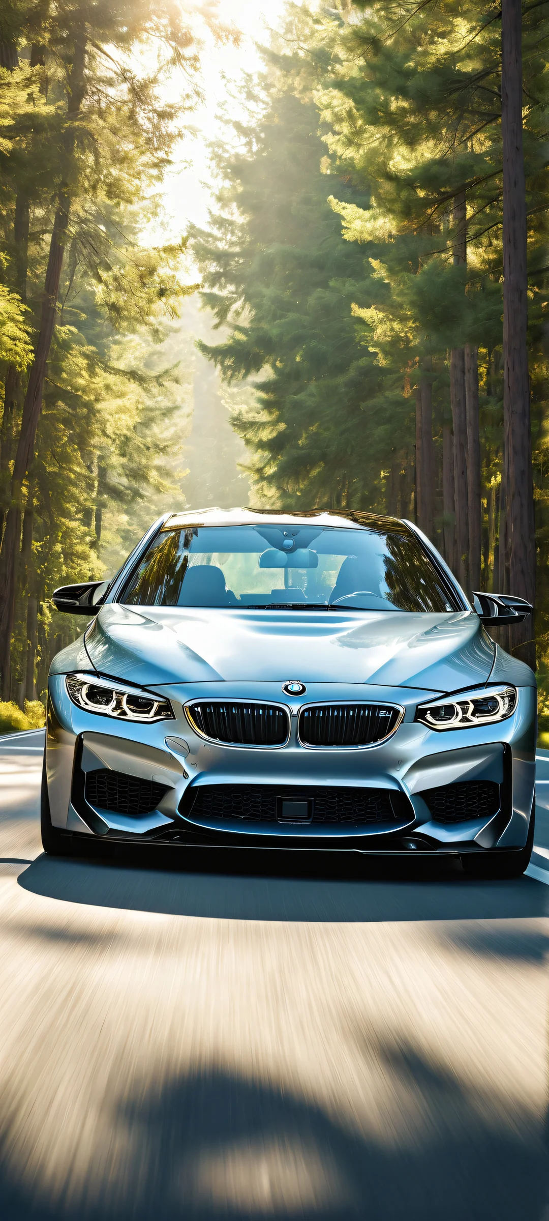 iPhone/Android users will love this breathtaking BMW portrait wallpaper featuring stunning reflections and a serene landscape.