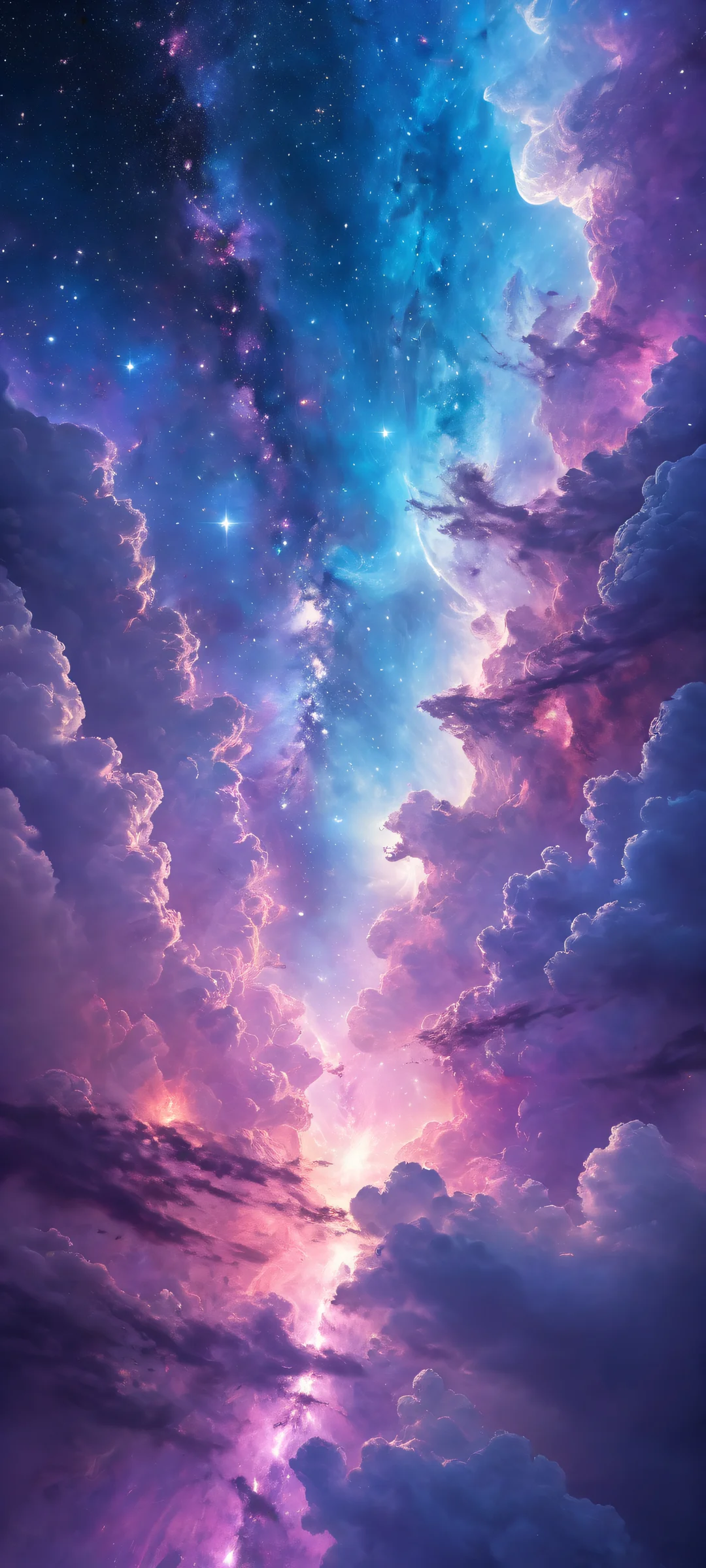 Glowing Nebula artwork on iPhone/Android featuring star formations and gas clouds