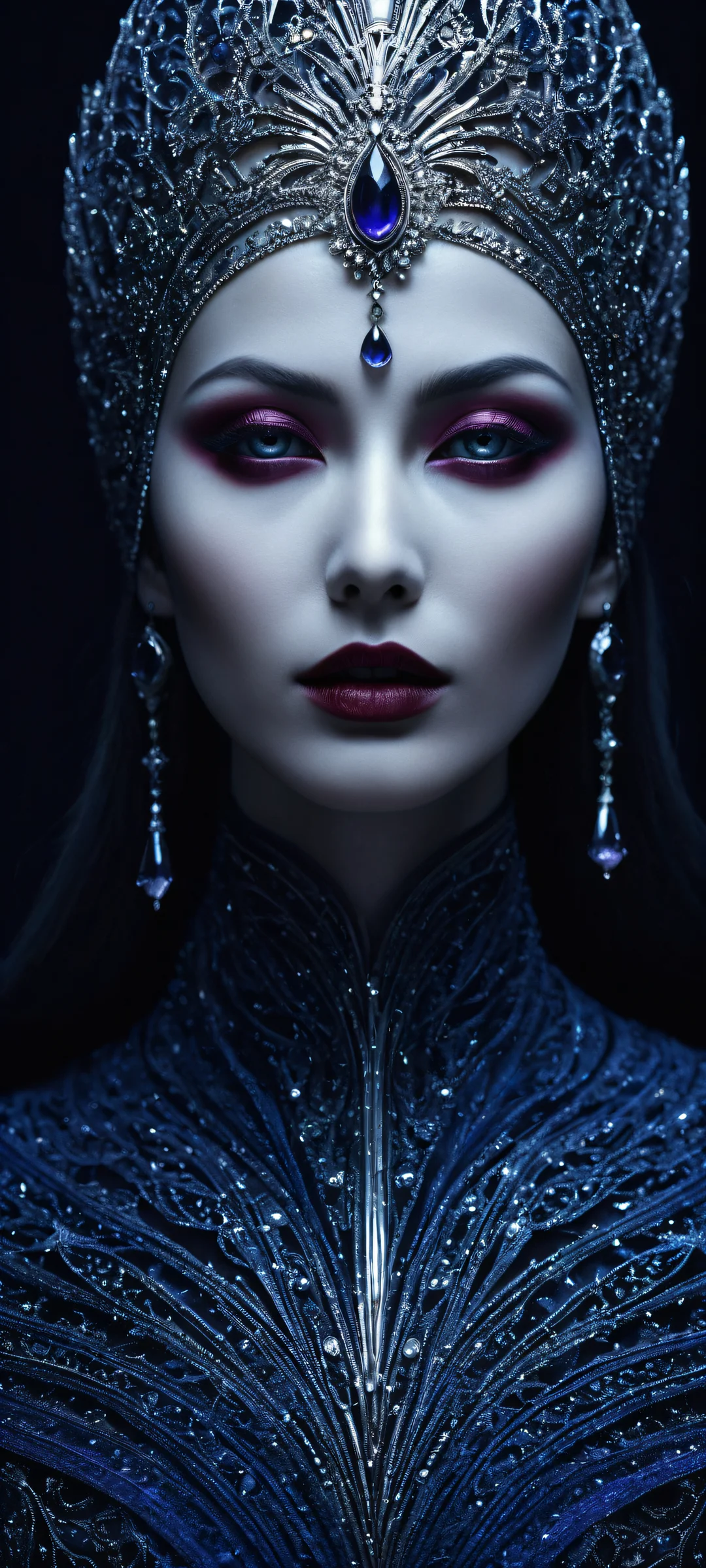 Mesmerizing celestial entity on a dark blue background with iPhone/Android phone.