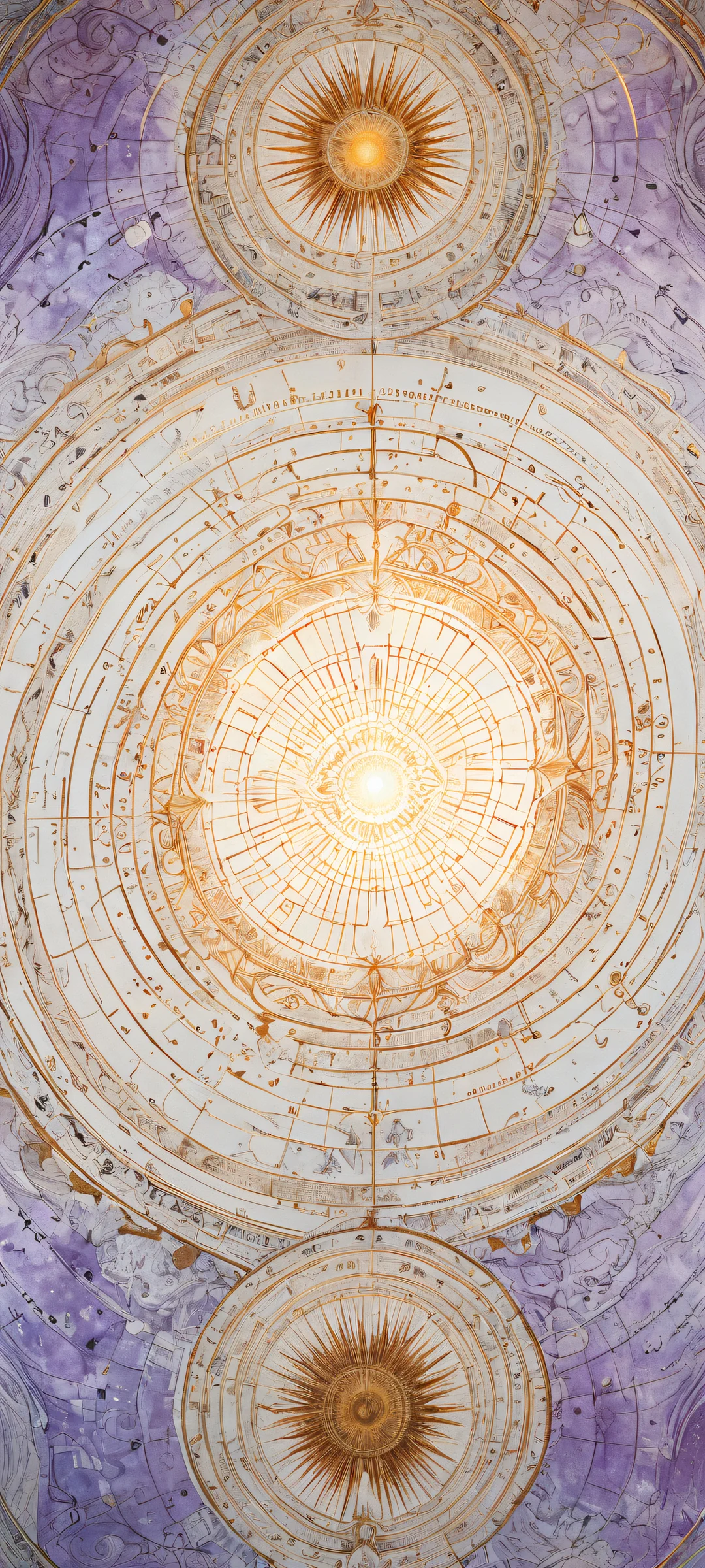 Majestic celestial map with intricate star patterns and planetary orbits on iPhone/Android