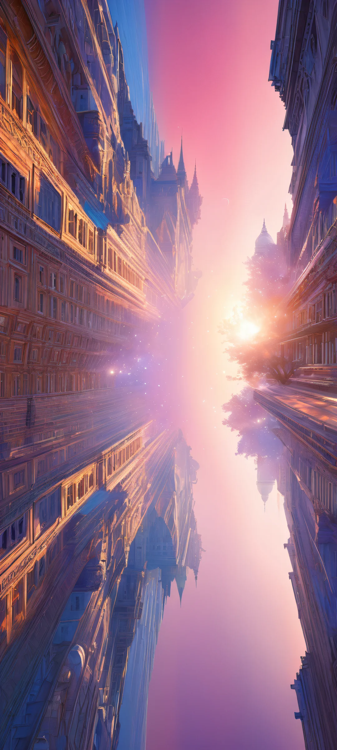 iPhone/Android wallpaper featuring a breathtaking celestial cityscape with intricate architecture and majestic spires, perfectly optimized for iPhone and Samsung Galaxy home screens.