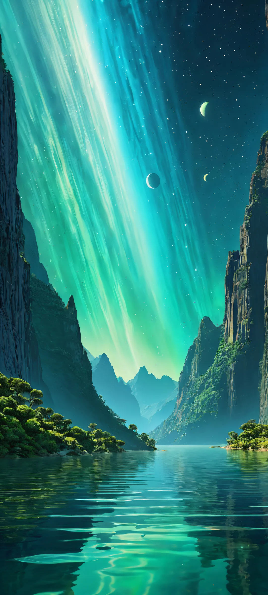 Dramatic celestial bodies on a pristine void, perfectly optimized for iPhone and Android home screens.