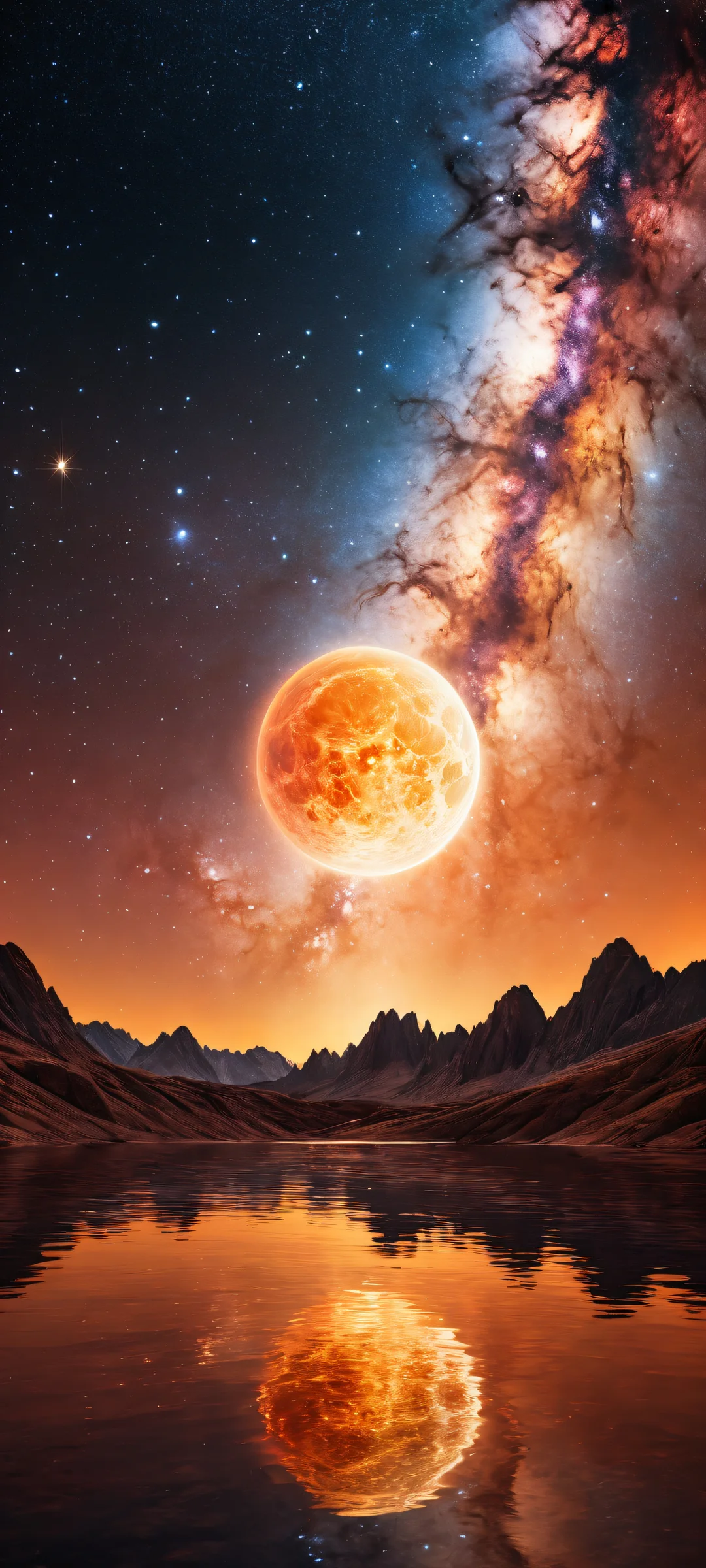 iPhone/Android users, get ready to be transported to a world of ethereal beauty with this breathtaking vertical portrait artwork featuring Enigmatic Celestial Bodies and swirling gases.