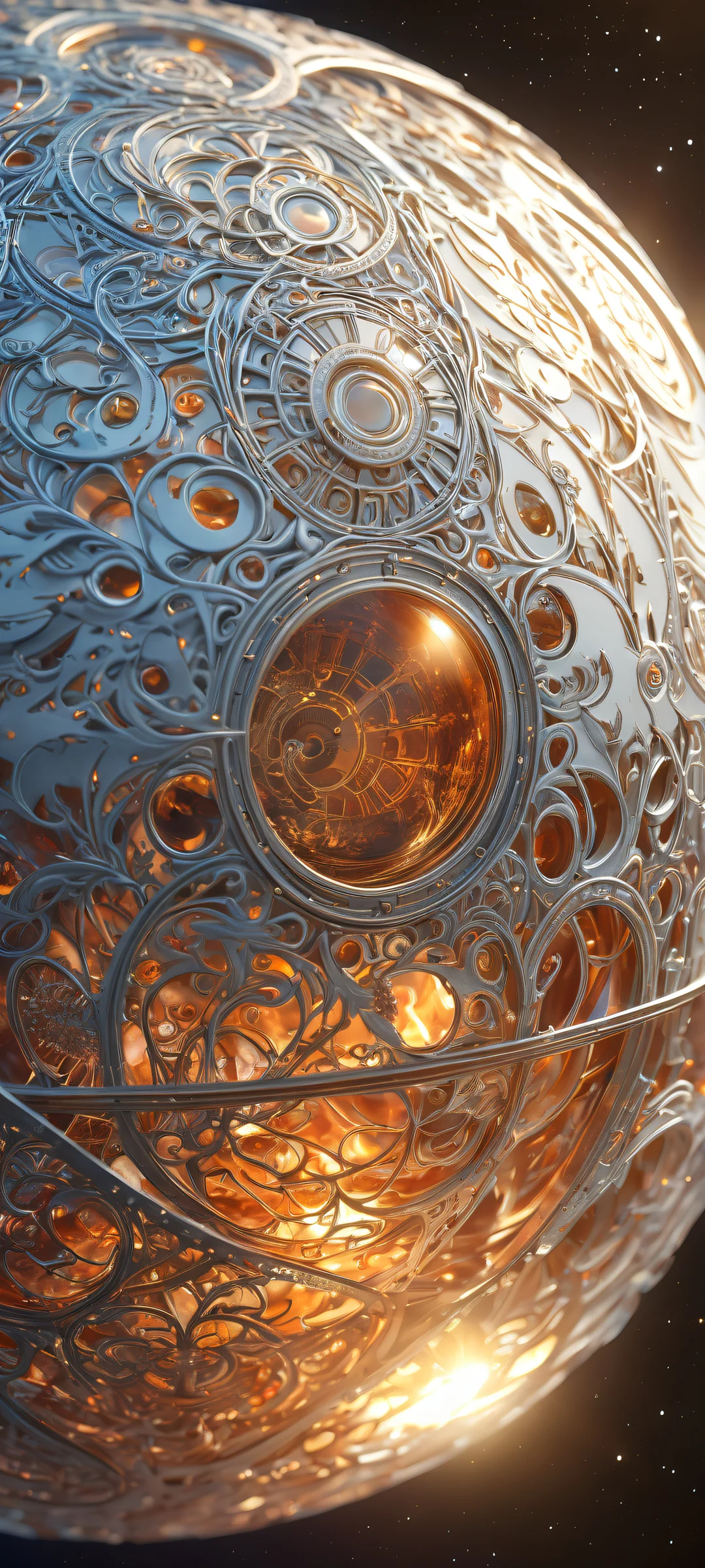 Celestial Odyssey QHD Smartphone Background Delicate celestial sphere on iPhone/Android home screen. Ethereal lighting and stunning visuals.