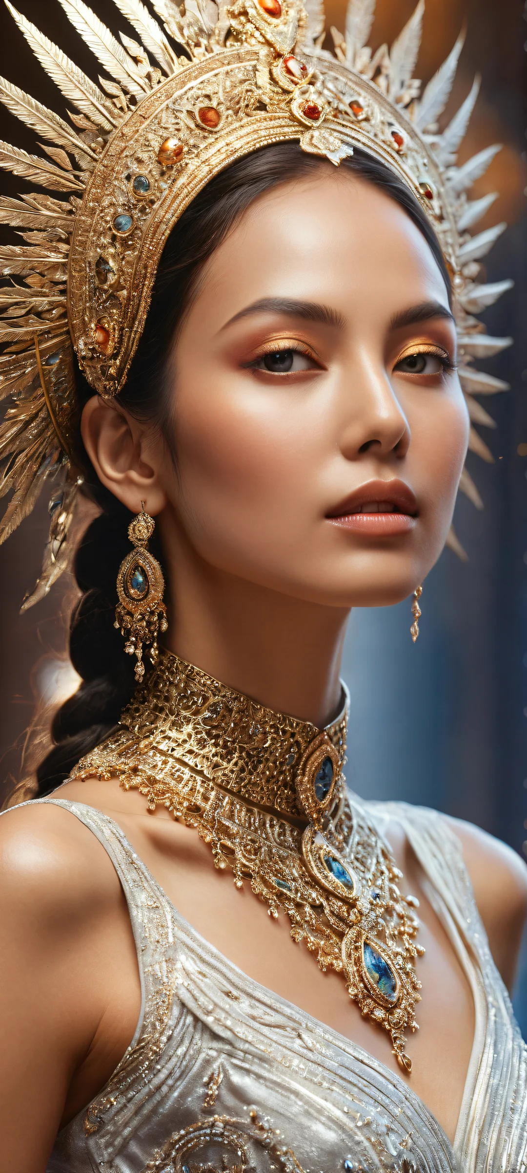 Stunning portrait of a celestial being on iPhone/Android with intricate details and ethereal lighting.