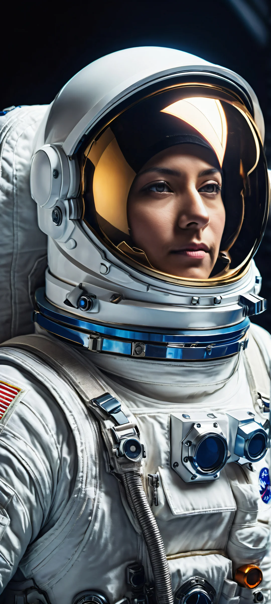 iPhone and Android users can set this breathtaking vertical portrait artwork of an Astronaut Helmet as their home screen wallpaper, featuring intricate micro-details, iluminación etérea, and brilliant colors.