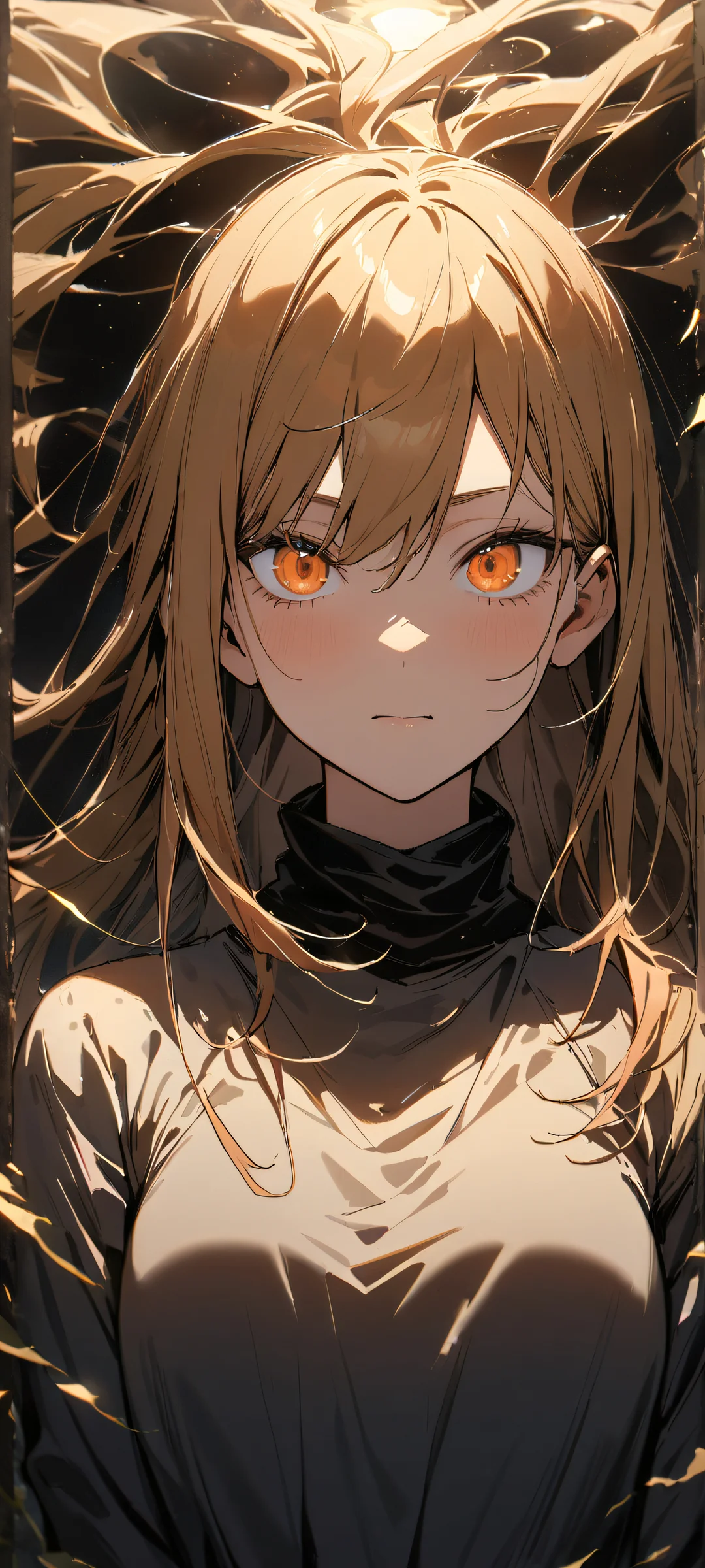 A powerful anime girl wielding a chainsaw, looking directly at the viewer on an iPhone or Android home screen.