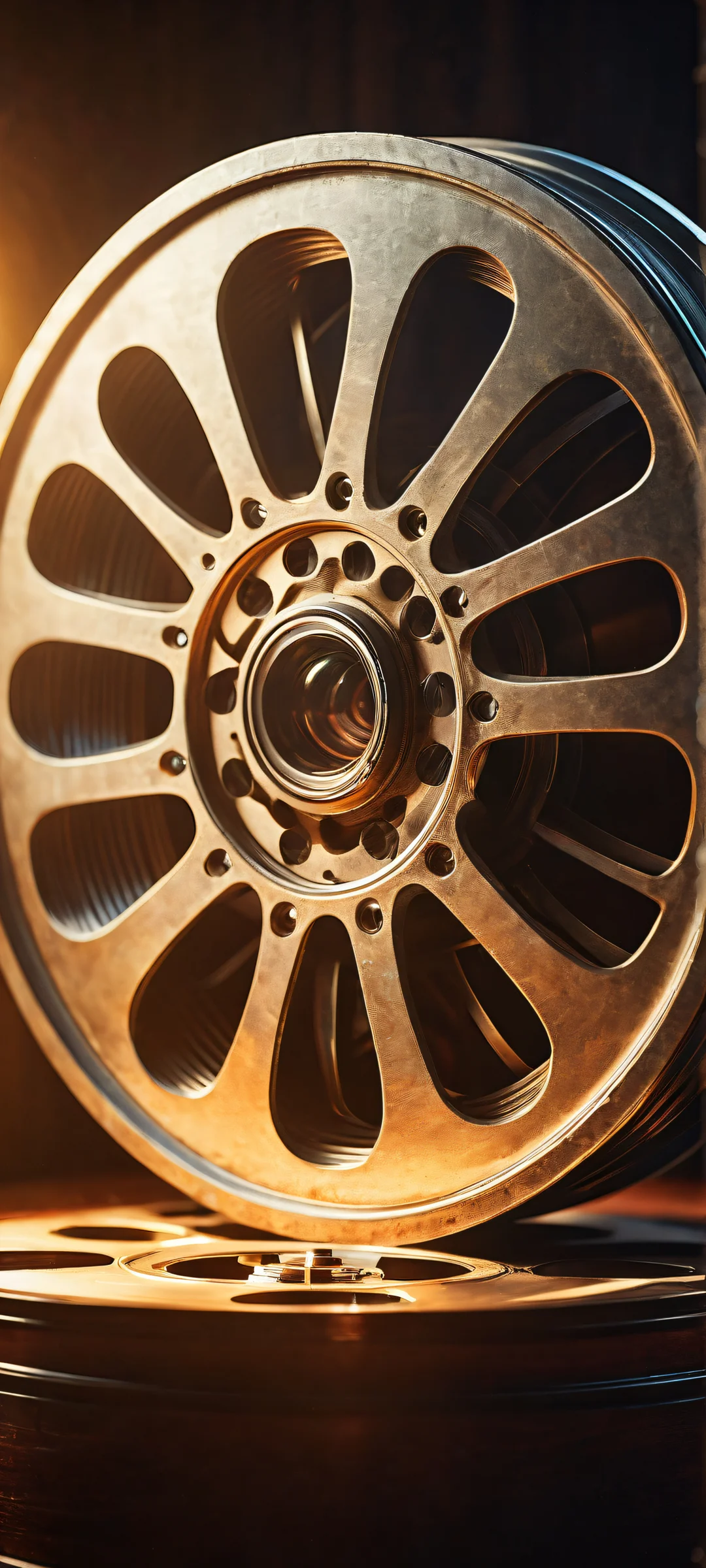 iPhone/Android user's perfect companion - nostalgic film reel artwork with cinematic textures and warm tone.