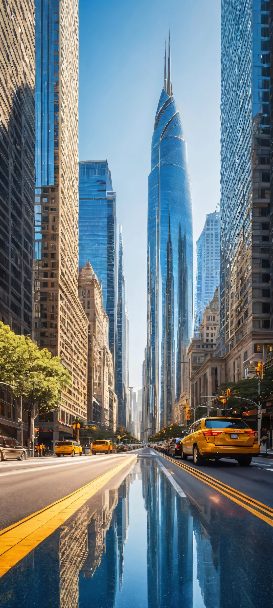 A breathtaking iPhone/Android compatible cityscape artwork with intricate details and ethereal lighting, perfectly optimized for your device's home screen.