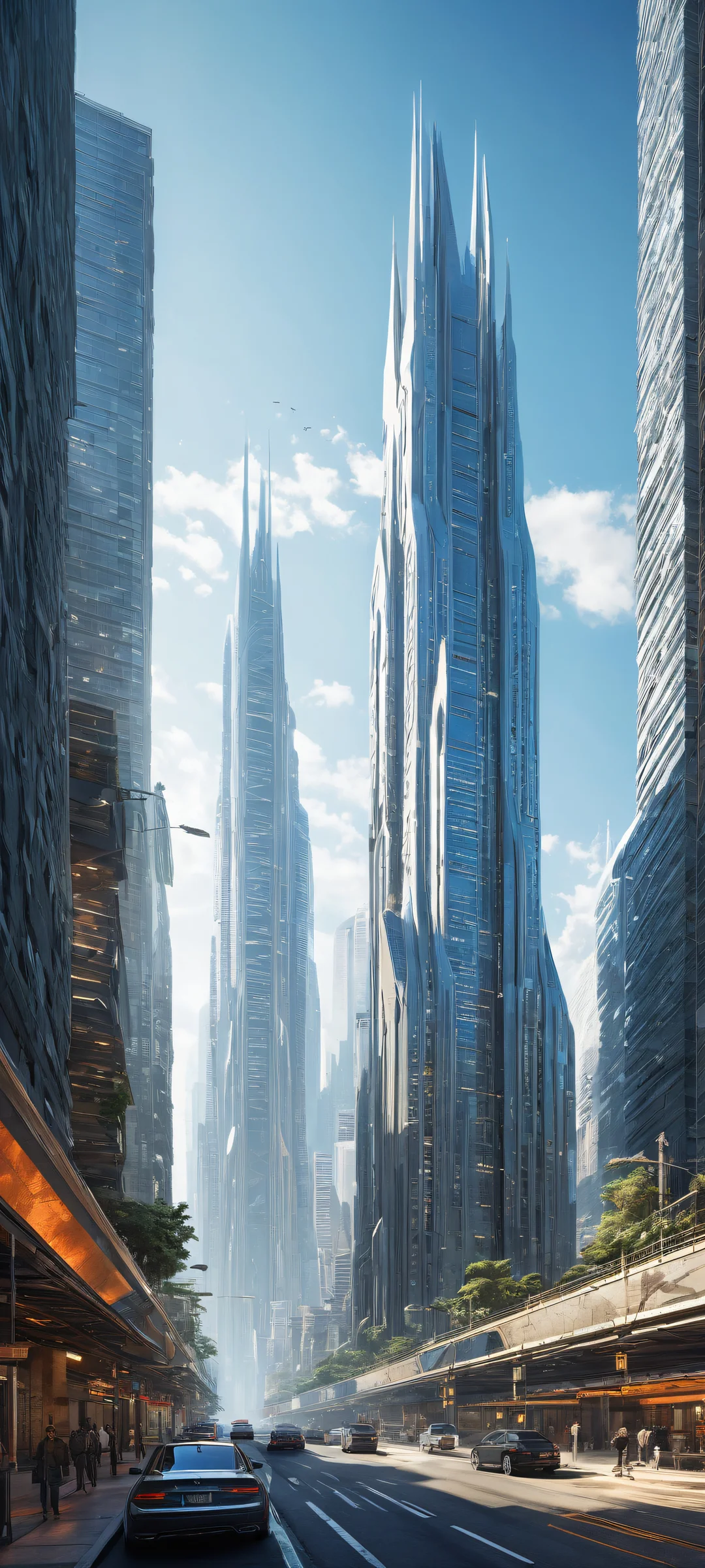 A stunning iPhone/Android wallpaper featuring a breathtaking cityscape with ancient ruins and vibrant streetlights, showcasing award-winning digital art.