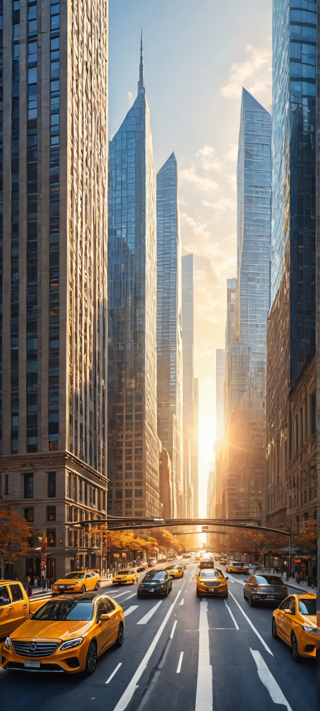 Cityscape Odyssey iPhone & Fondo de pantalla Samsung QHD iPhone/Android mobile wallpaper featuring an award-winning cityscape artwork with photorealistic details and ethereal lighting.