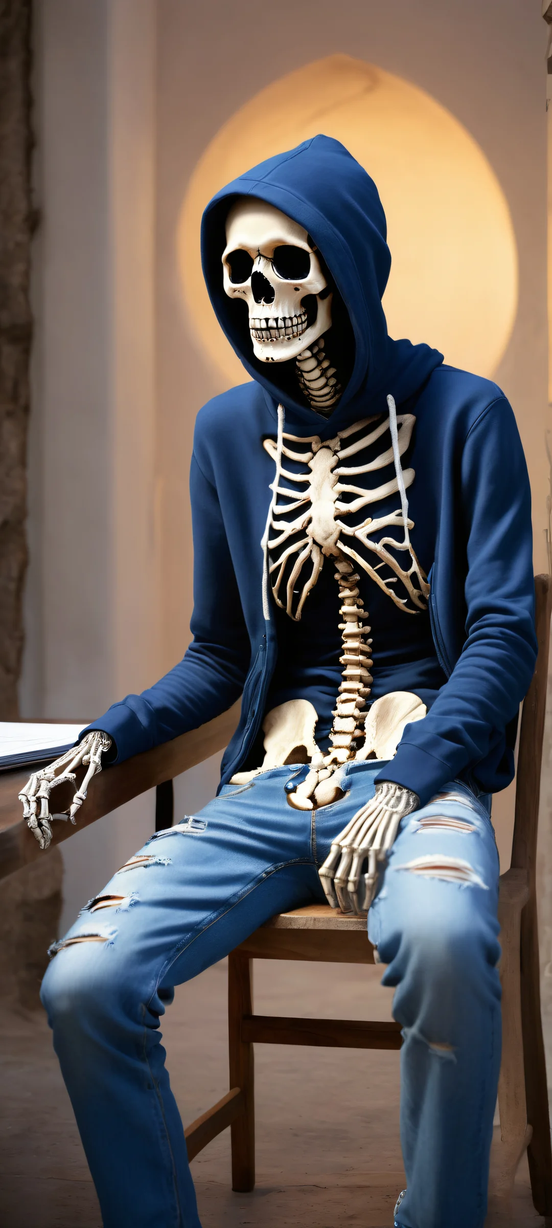 iPhone and Android users will love this breathtaking ancient skeleton portrait with cobwebs, chair textures, and 'No results found' computer screen. Perfectly optimized for home screens!