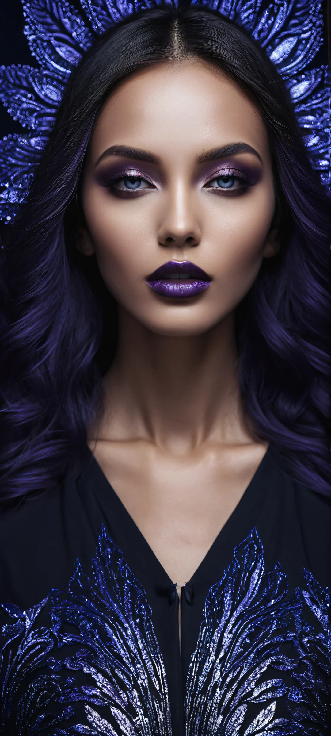 A breathtaking vertical portrait artwork of ck-shadow-circuit placed in the lower-middle, featuring intricate micro-details on a pristine background, perfect for iPhone and Android home screens.