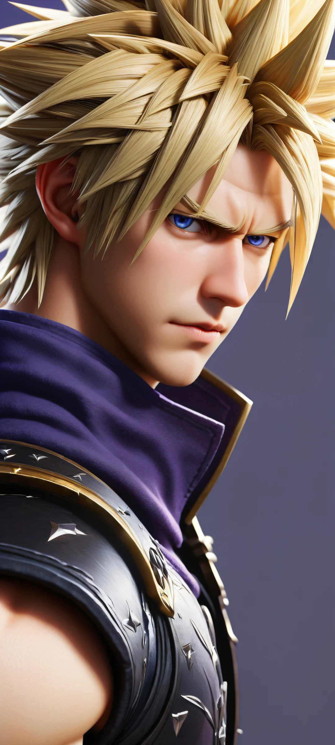 Breathtaking portrait of Cloud Strife and his Buster Sword, iPhone/Androidのホーム画面に完全に最適化.