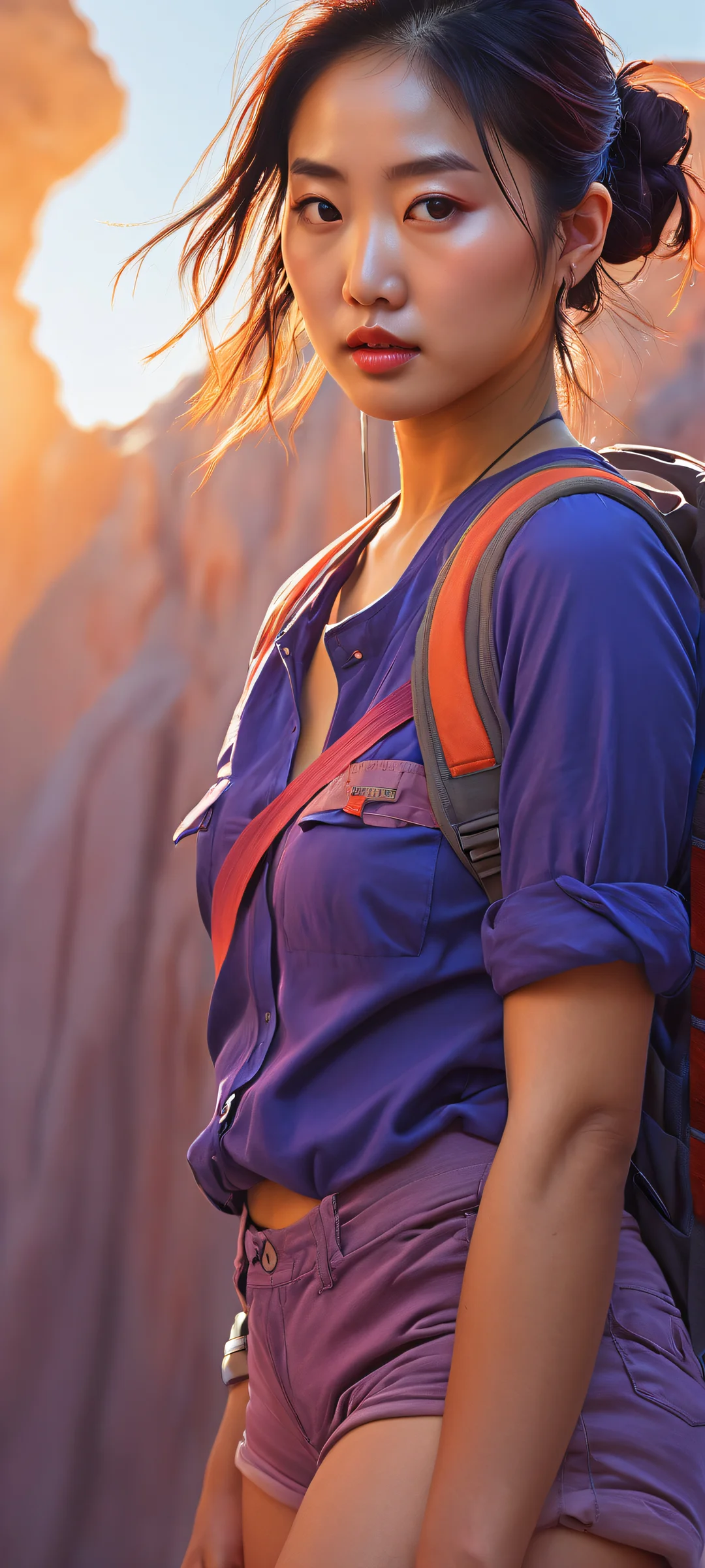 Group of strong Asian women standing confidently with guns in hand, perfectly optimized for iPhone/Android home screens.