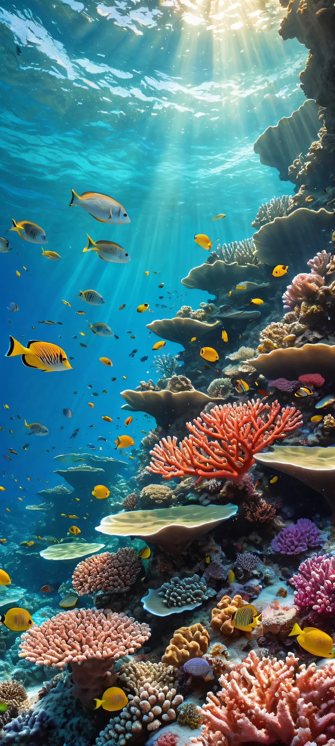 iPhone/Android users will be mesmerized by this breathtaking vertical portrait artwork of a detailed coral reef, perfectly optimized for home screens.