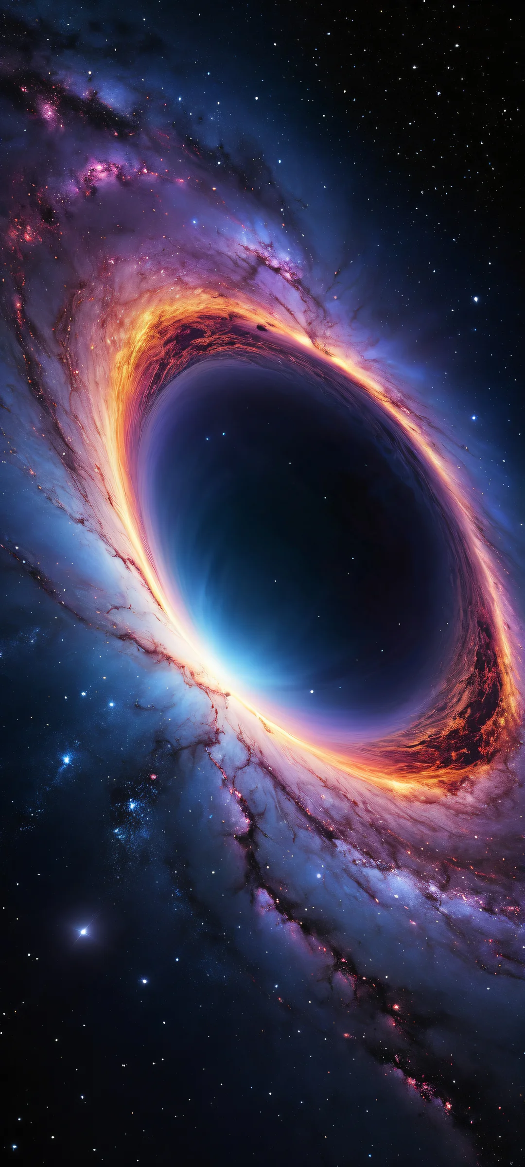 A breathtaking portrait of a supermassive black hole, with intricate details and reflections on iPhone/Android