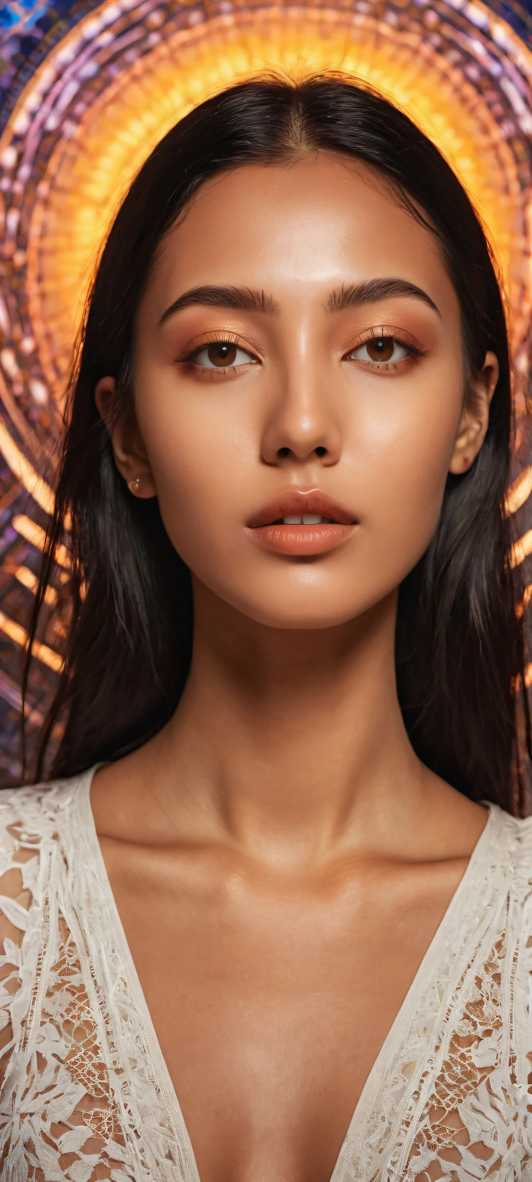 Cosmic Contemplation 2K Mobile Background iPhone and Android users can immerse themselves in this breathtaking digital artwork featuring a radiant circuit with intricate micro-details, perfect for contemplation.