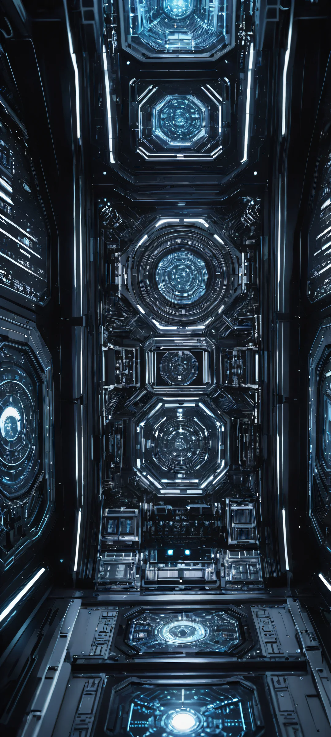 Award-winning digital art of a futuristic spacecraft's control panel on an iPhone/Android phone or tablet.