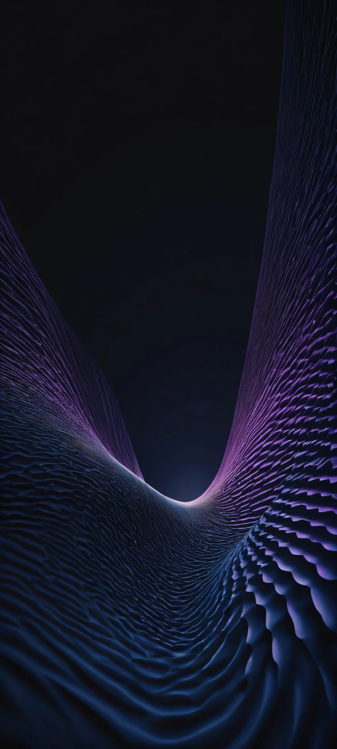 iPhone/Android stunning digital art featuring intricate dispersion pattern on a dark mode aesthetic with deep blues and purples, perfect for mobile home screens.