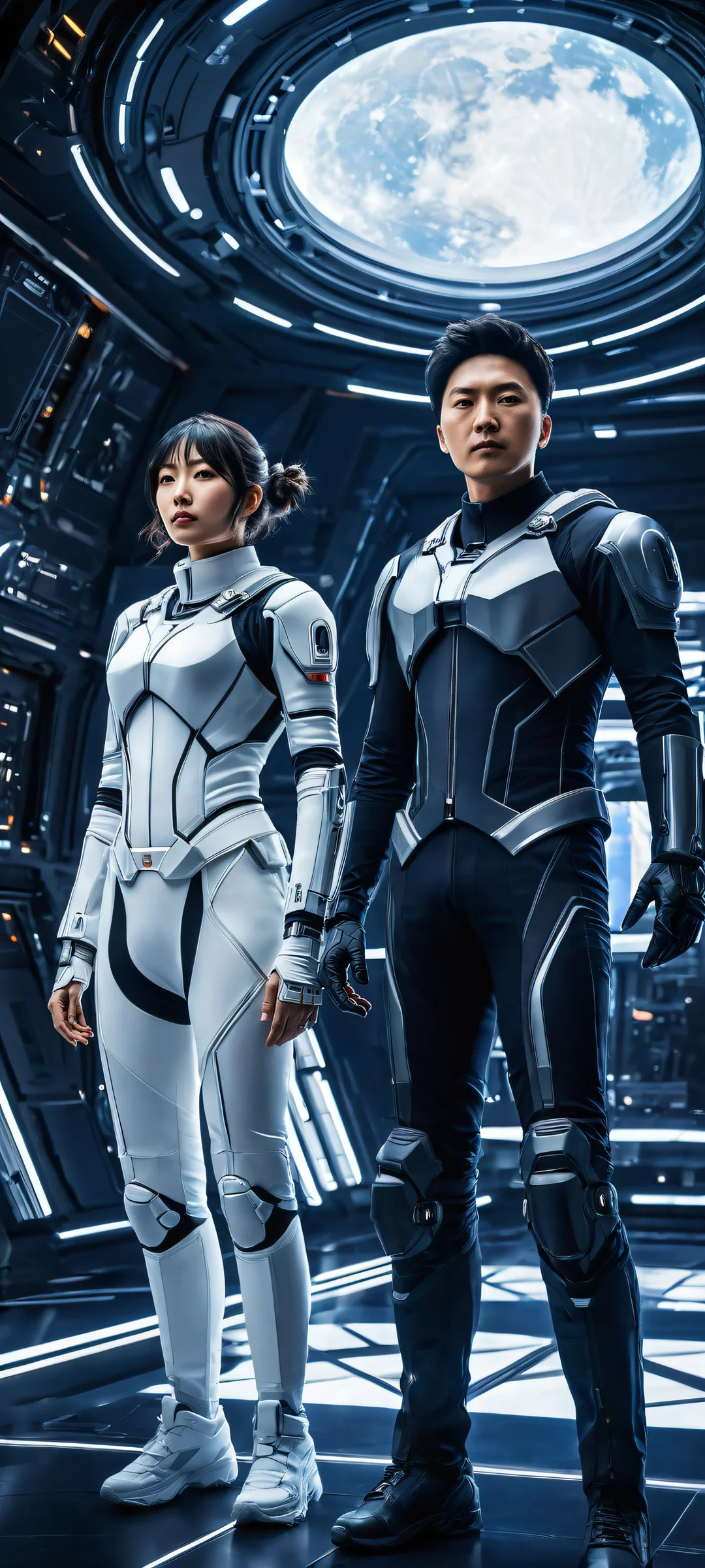 Stunning portrait of Hachirouta Hoshino and Ai Tanabe on iPhone/Android with intricate details, set against a breathtaking 8K resolution background.