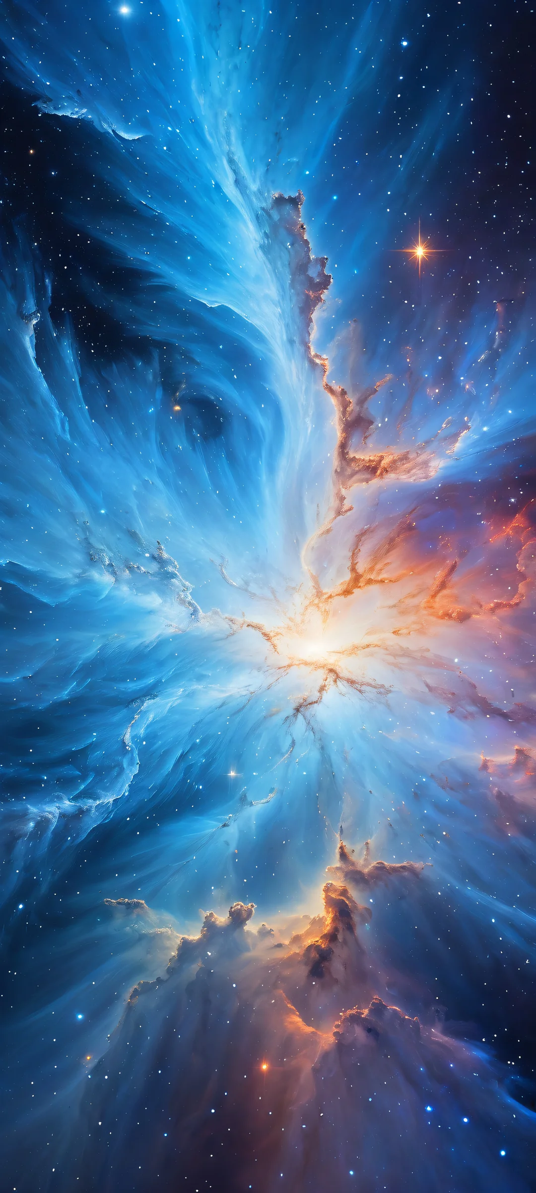 Cosmic Elegance 2K Mobile Background Breathtaking blue nebula artwork perfectly optimized for iPhone and Android home screens.