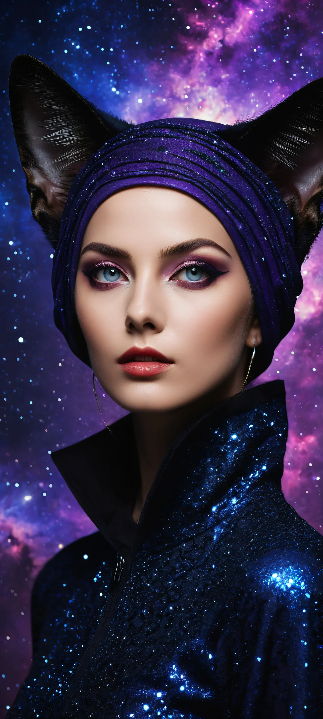 iPhone and Android mobile wallpaper featuring a breathtaking black hole with cat ears, surrounded by vast empty space. Perfect for your phone's home screen.