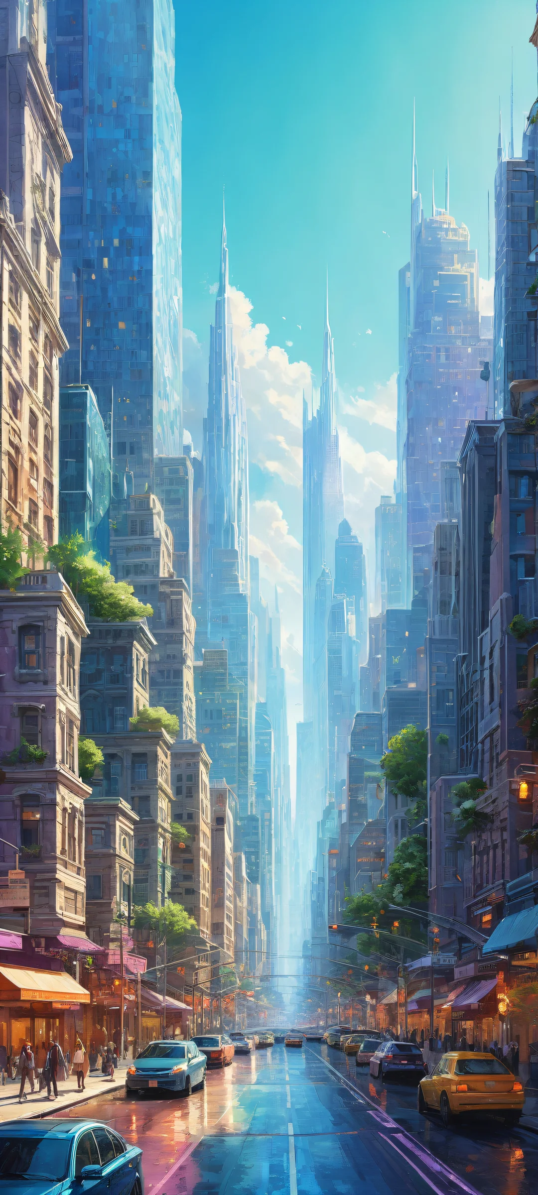 A breathtaking vertical portrait of a beautiful cityscape on an iPhone/Android device