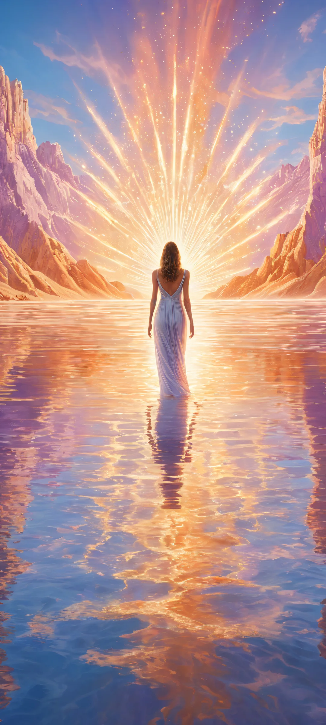 iPhone/Android users will be mesmerized by this stunning vertical portrait of mystical celestial entities against a breathtaking void backdrop, featuring intricate micro-details and swirling cosmic energies.