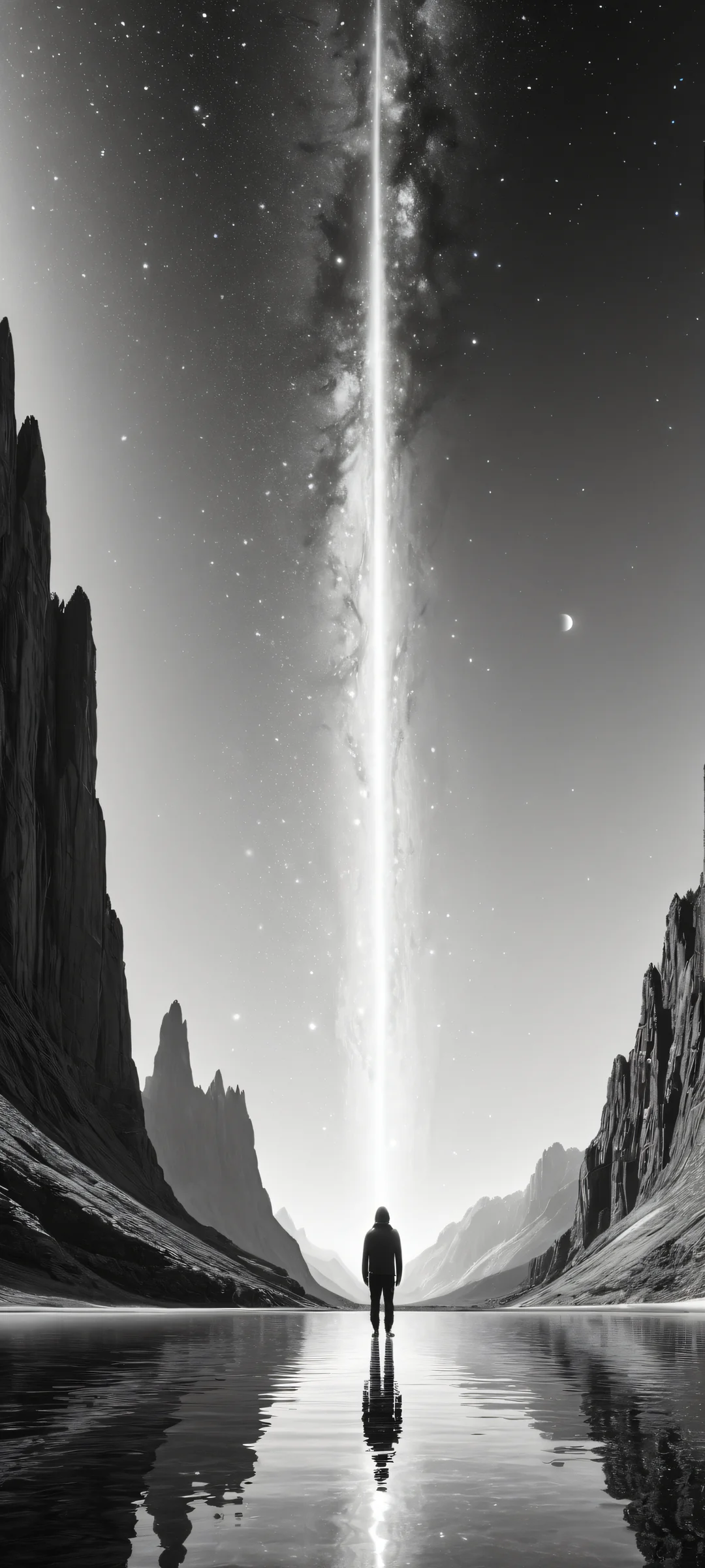 iPhone/Android users will love this breathtaking portrait of a cosmic landscape featuring intricate micro-details and ethereal lighting.