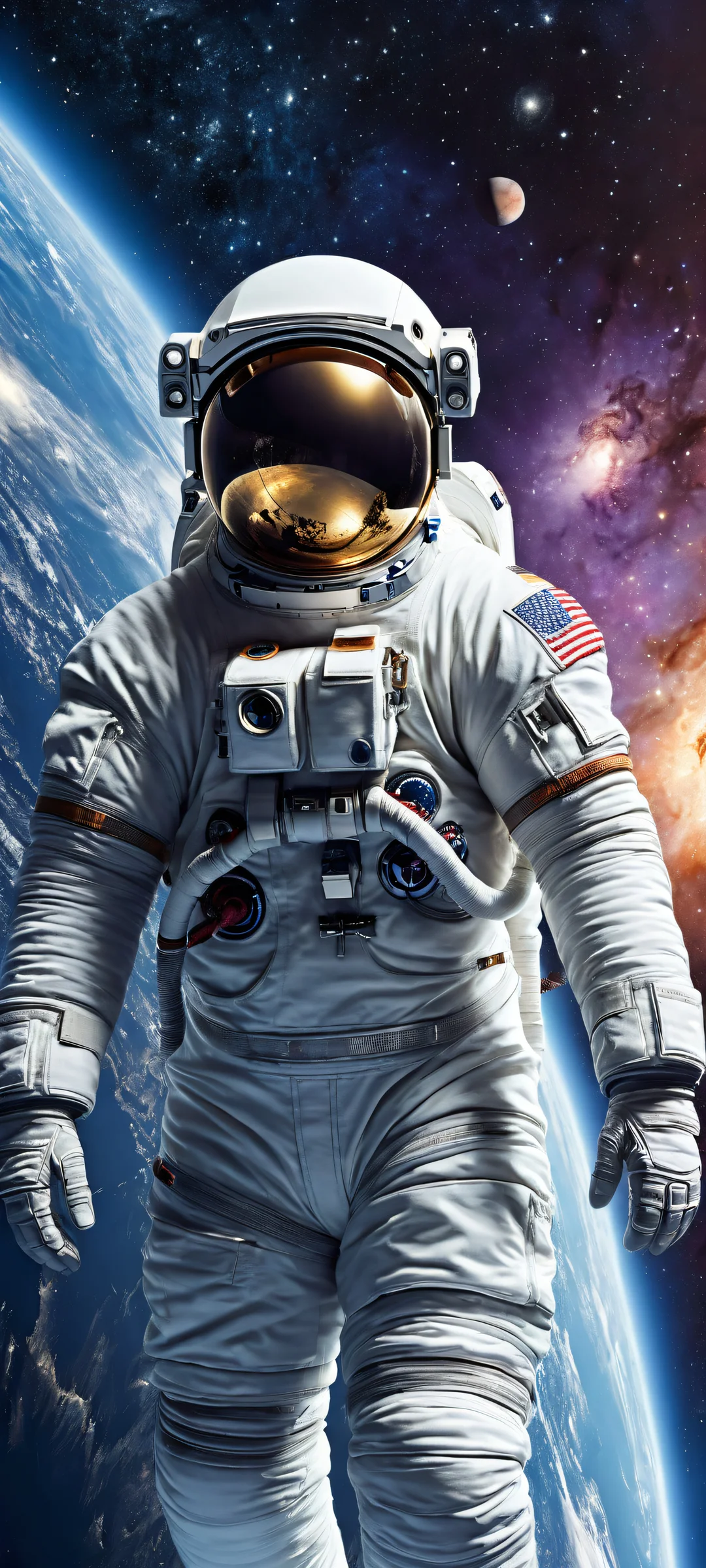 Astronaut gazing up at the starry night sky on iPhone/Android