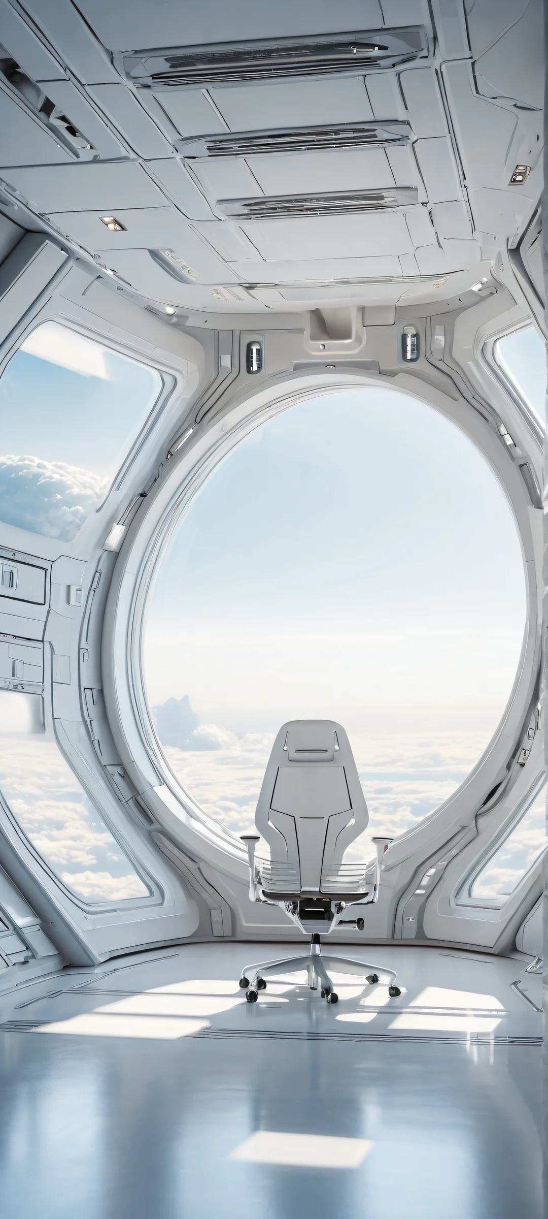 iPhone/Android spaceship portrait with intricate details and radiant light beams, perfect for your mobile home screen.