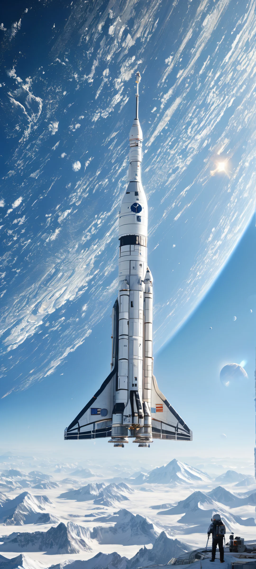 A majestic spacecraft floating in the void against a backdrop of celestial wonder for your iPhone/Android home screen.