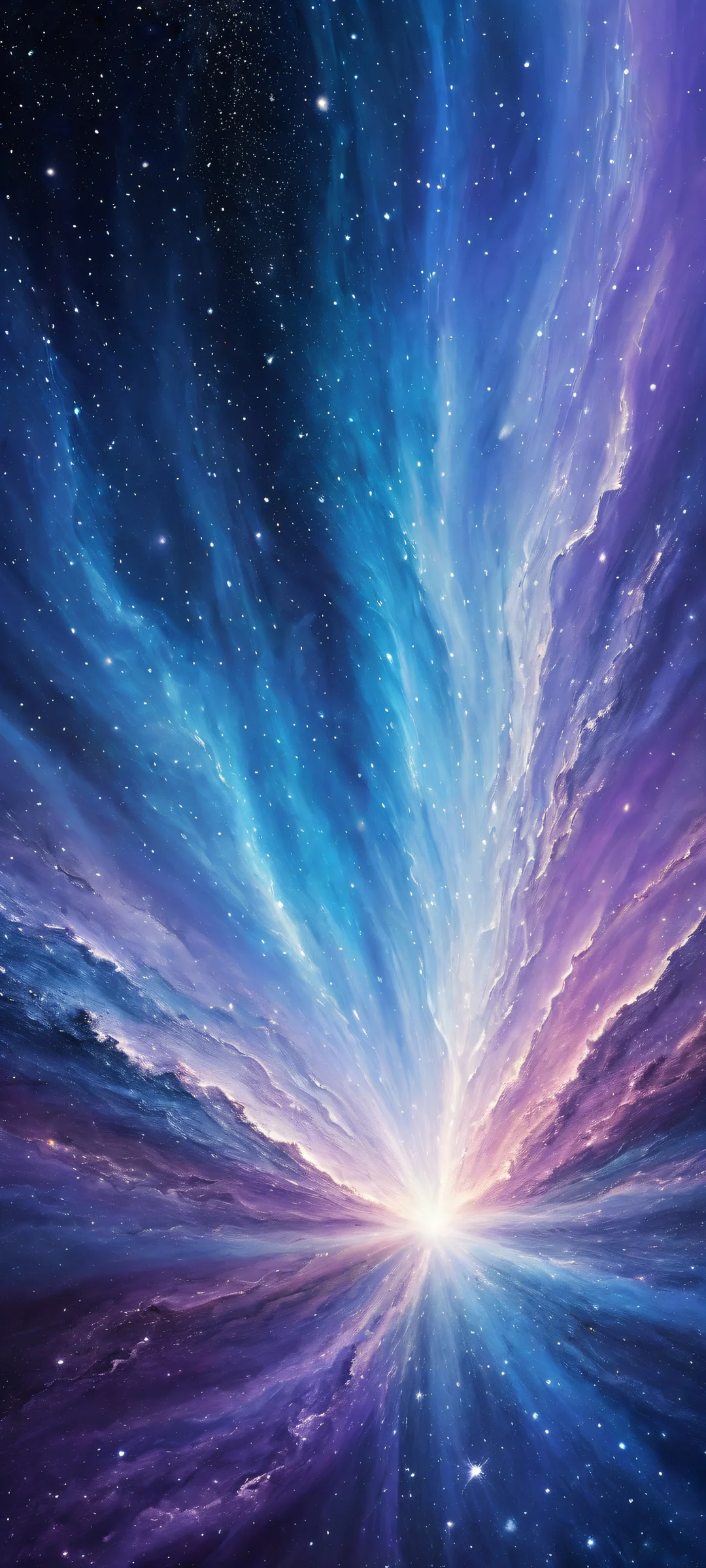 A breathtaking celestial body on a pure void background with intricate stars and galaxies for iPhone/Android home screens