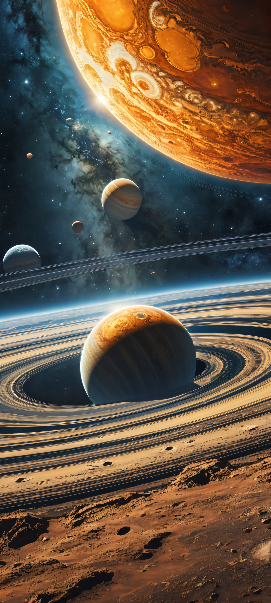 iPhone and Android compatible mobile wallpaper featuring The Solar System in stunning detail. ホーム画面に最適.